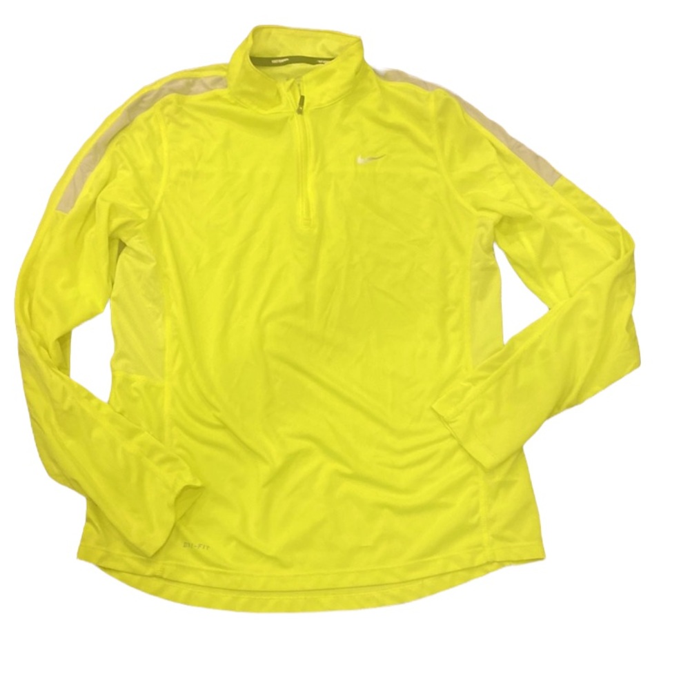 Neon yellow reflective long sleeve running athletic shirt half zip medium drifit